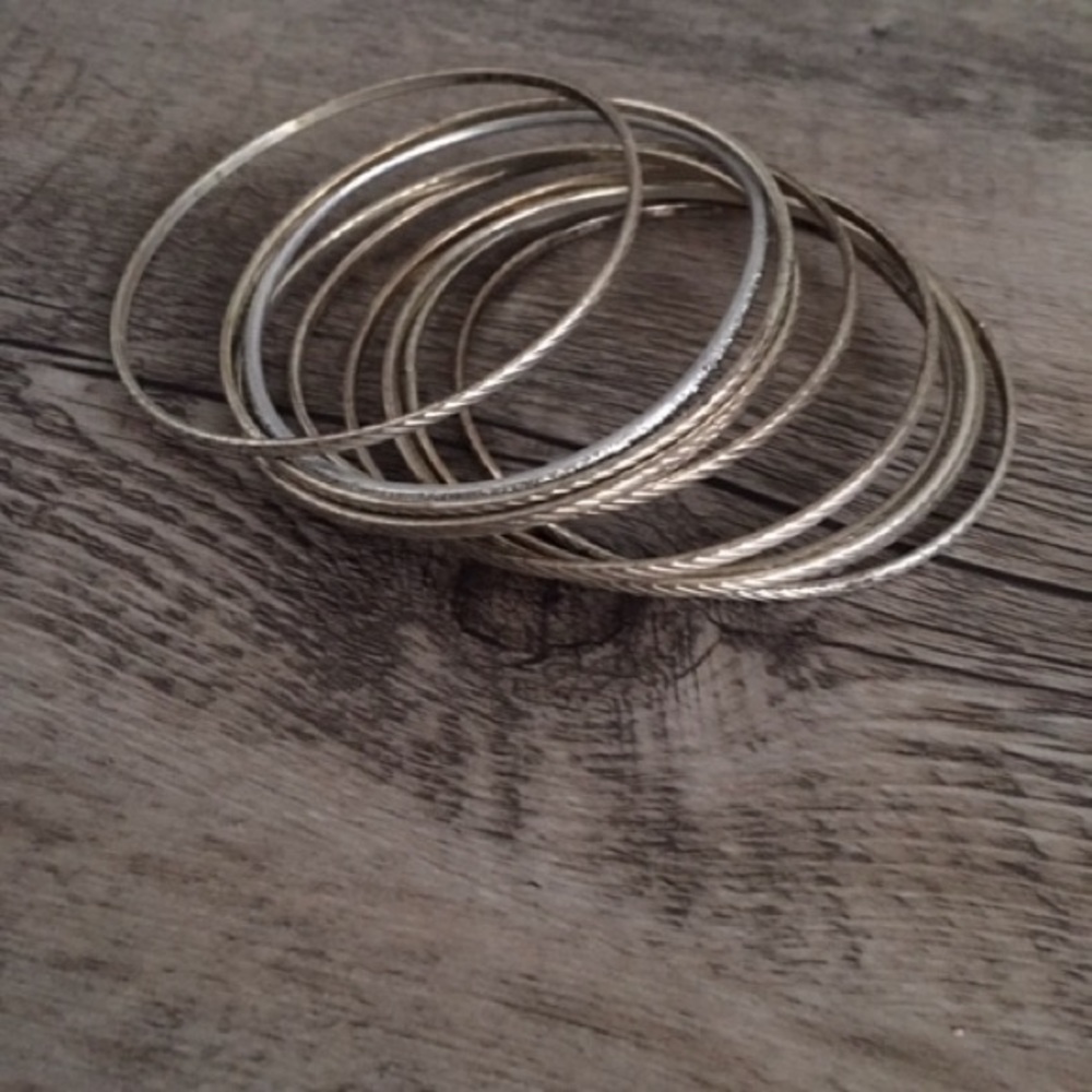 Silver bangle bracelet bundle